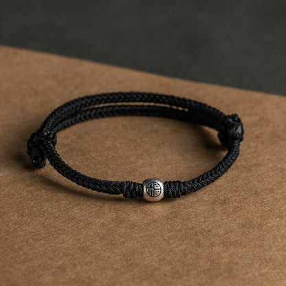 Zen Healing Sterling Silver “Fu” Red String Blessing Bracelet