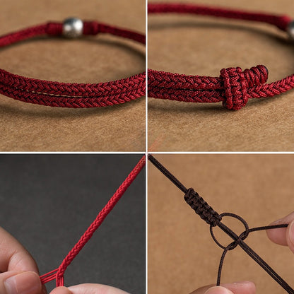 Zen Healing Sterling Silver “Fu” Red String Blessing Bracelet