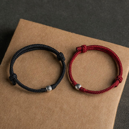 Zen Healing Sterling Silver “Fu” Red String Blessing Bracelet
