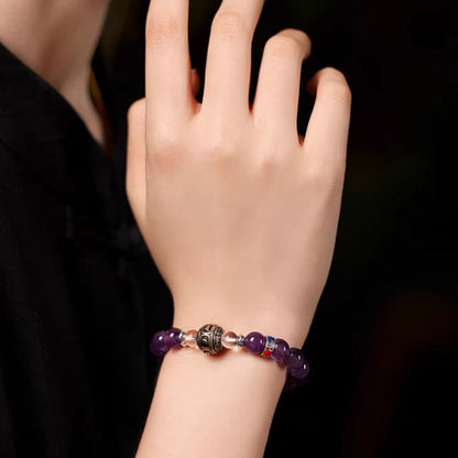 Zen Healing Tibet Amethyst Yanyuan Agate Pi Xiu Lucky Bead Calm Bracelet