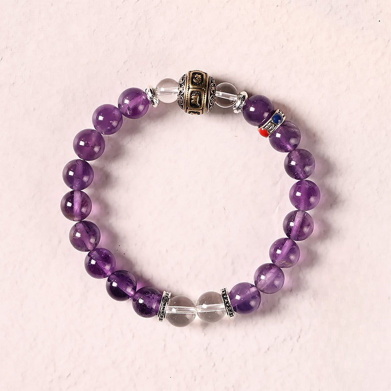 Zen Healing Tibet Amethyst Yanyuan Agate Pi Xiu Lucky Bead Calm Bracelet