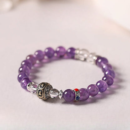 Zen Healing Tibet Amethyst Yanyuan Agate Pi Xiu Lucky Bead Calm Bracelet