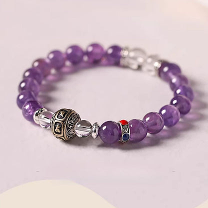 Zen Healing Tibet Amethyst Yanyuan Agate Pi Xiu Lucky Bead Calm Bracelet