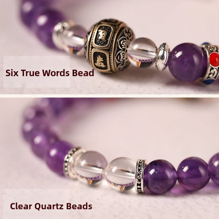 Zen Healing Tibet Amethyst Yanyuan Agate Pi Xiu Lucky Bead Calm Bracelet