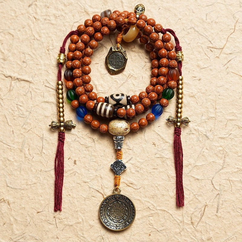 Zen Healing Tibetan 108 Beads Vajra Bodhi Scripture Knot Nine Palaces Eight Diagrams Wealth Bracelet