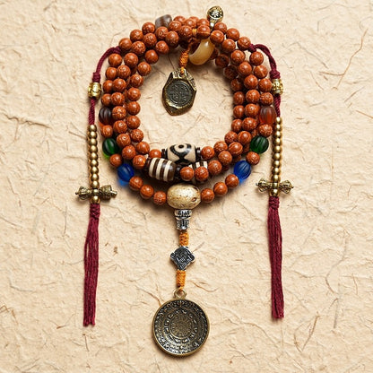 Zen Healing Tibetan 108 Beads Vajra Bodhi Scripture Knot Nine Palaces Eight Diagrams Wealth Bracelet