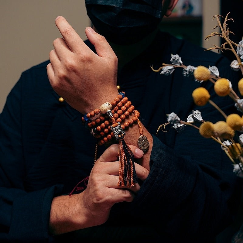 Zen Healing Tibetan 108 Beads Vajra Bodhi Scripture Knot Nine Palaces Eight Diagrams Wealth Bracelet