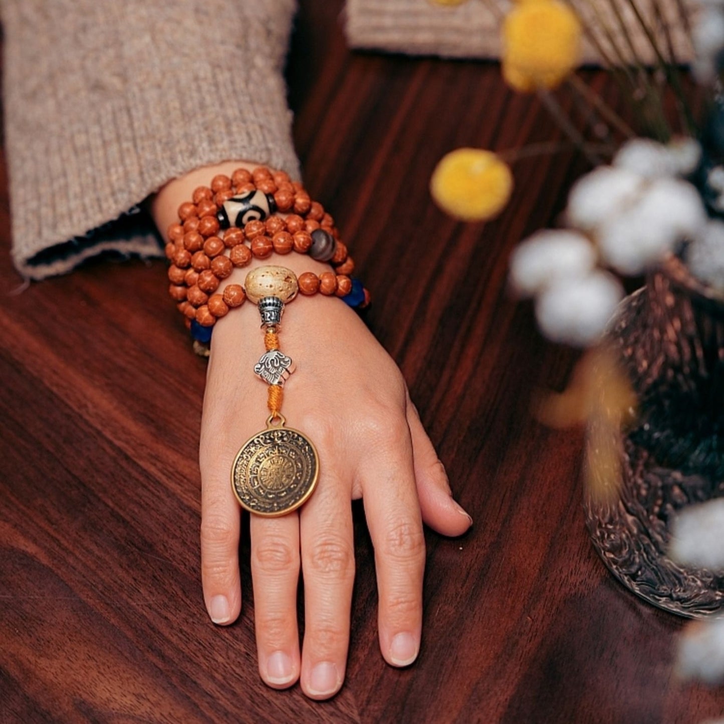 Zen Healing Tibetan 108 Beads Vajra Bodhi Scripture Knot Nine Palaces Eight Diagrams Wealth Bracelet