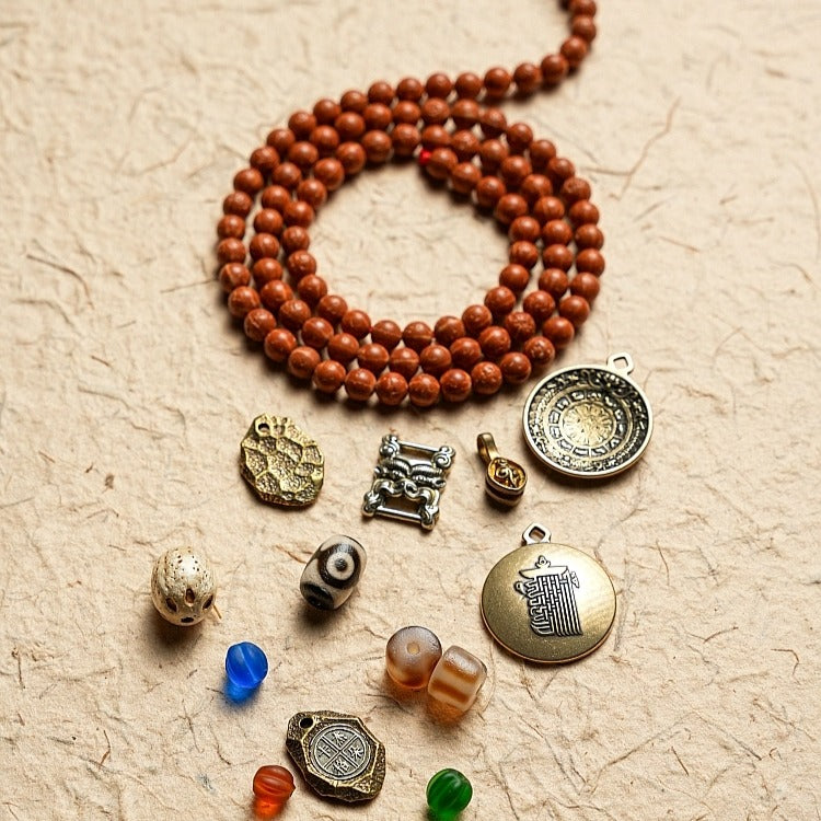 Zen Healing Tibetan 108 Beads Vajra Bodhi Scripture Knot Nine Palaces Eight Diagrams Wealth Bracelet