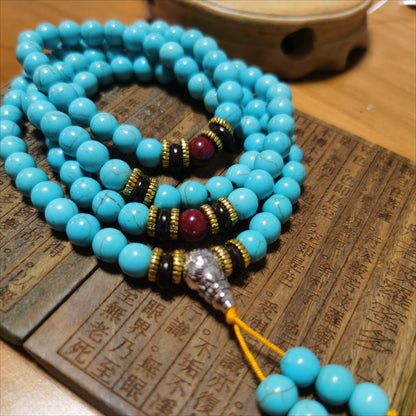 Zen Healing Tibetan 108 Mala Turquoise Beads Protection Bracelet