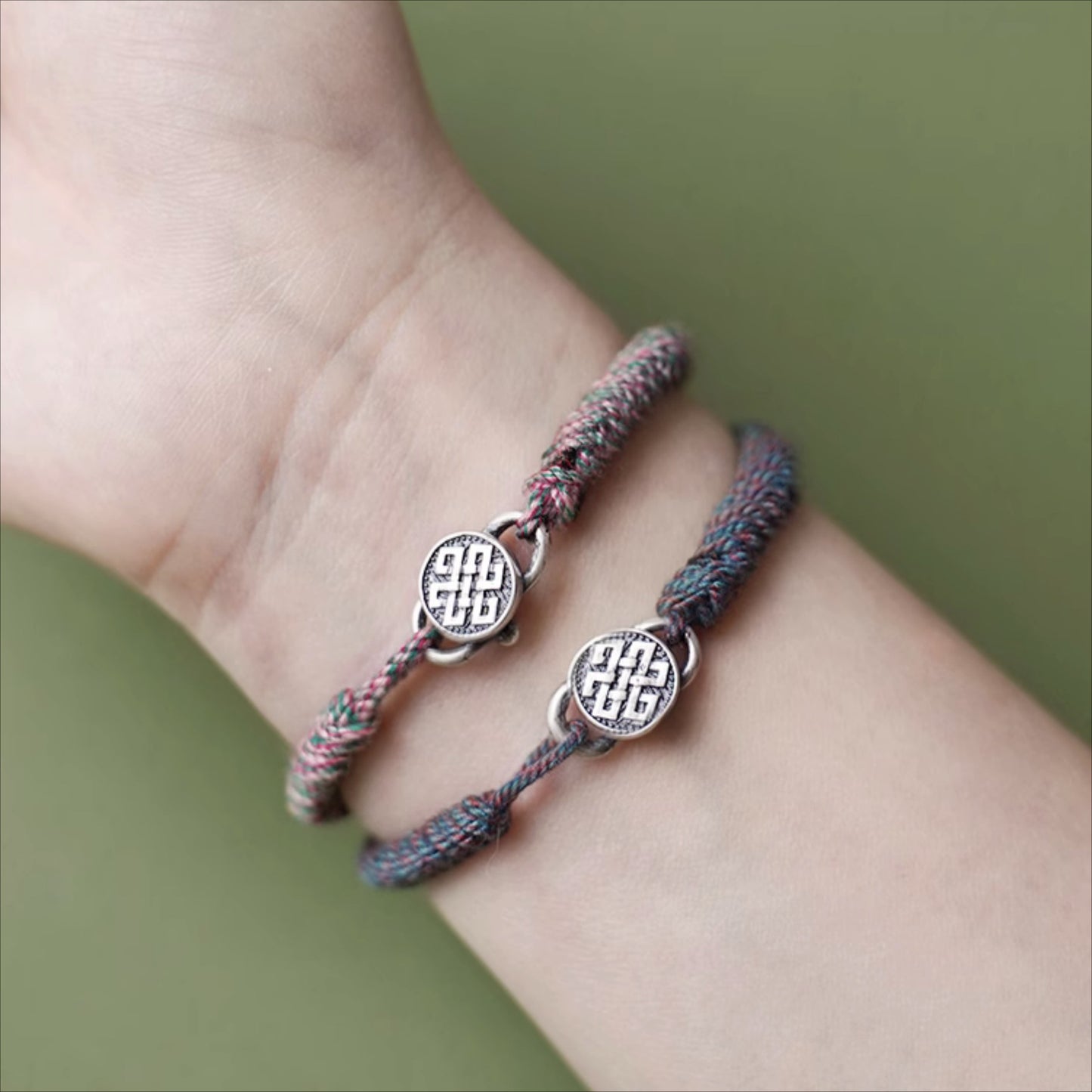 Zen Healing Tibetan 925 Sterling Silver Lucky Knot Braided Bracelet