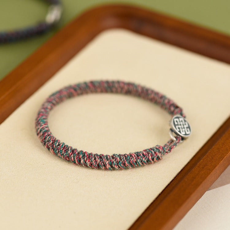 Zen Healing Tibetan 925 Sterling Silver Lucky Knot Braided Bracelet