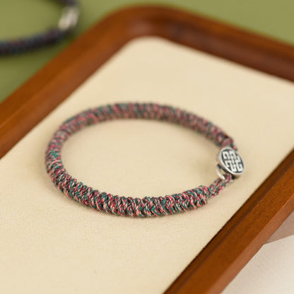 Zen Healing Tibetan 925 Sterling Silver Lucky Knot Braided Bracelet