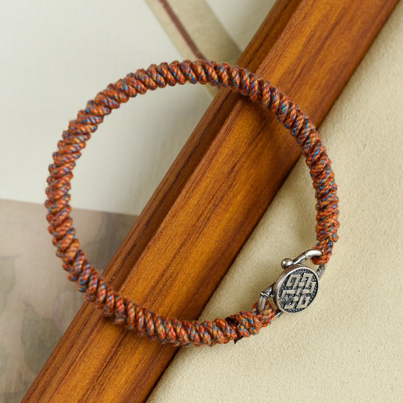 Zen Healing Tibetan 925 Sterling Silver Lucky Knot Braided Bracelet