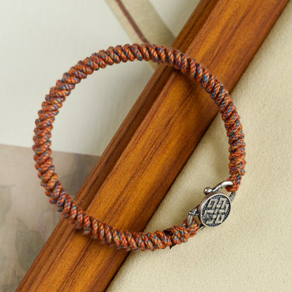 Zen Healing Tibetan 925 Sterling Silver Lucky Knot Braided Bracelet