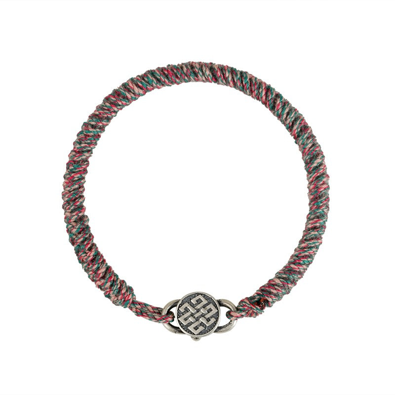 Zen Healing Tibetan 925 Sterling Silver Lucky Knot Braided Bracelet