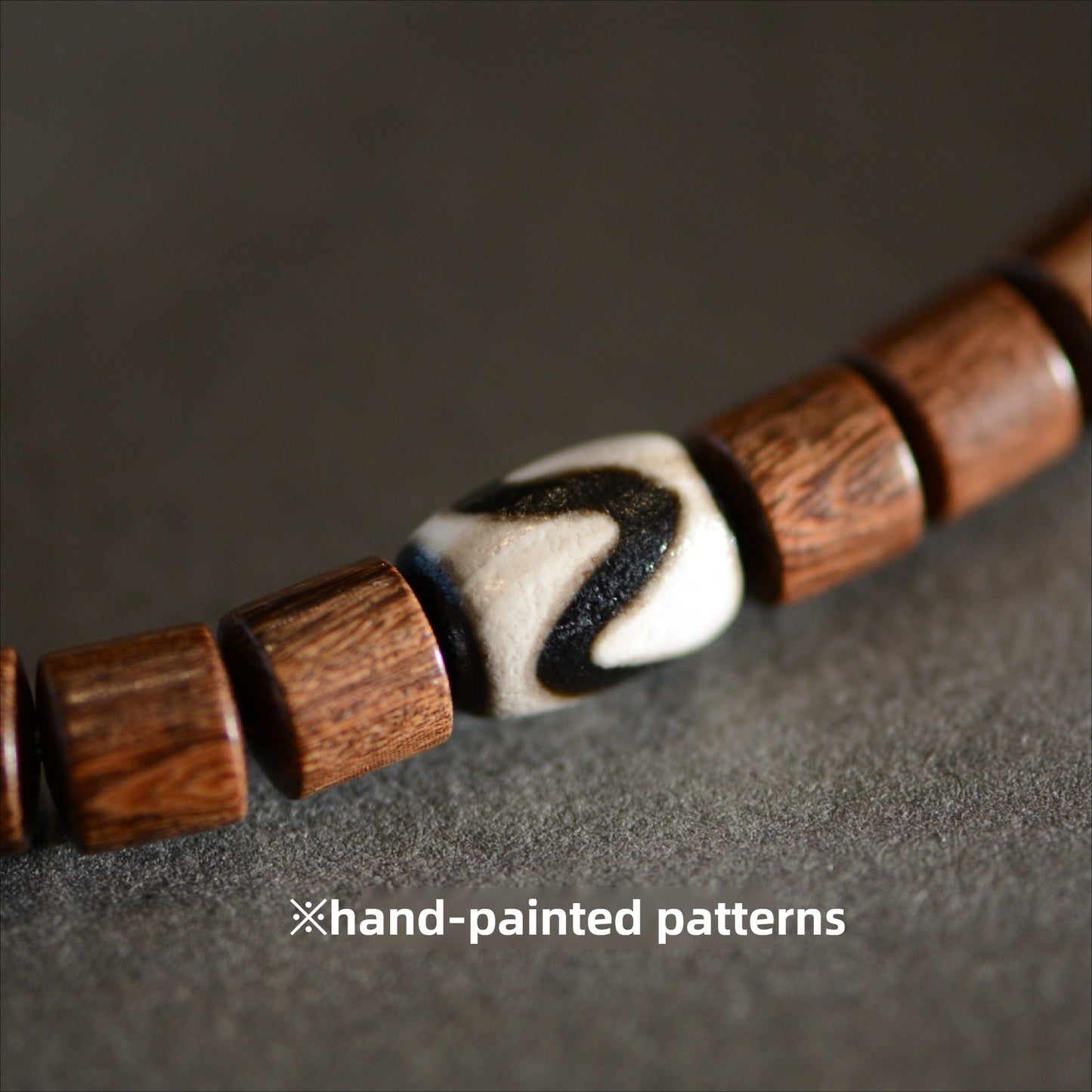 Zen Healing Tibetan Ebony Sandalwood Agate Nine-Eye Dzi Bead Protection Double Wrap Bracelet