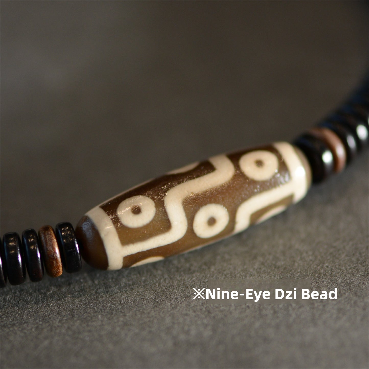 Zen Healing Tibetan Ebony Sandalwood Agate Nine-Eye Dzi Bead Protection Double Wrap Bracelet