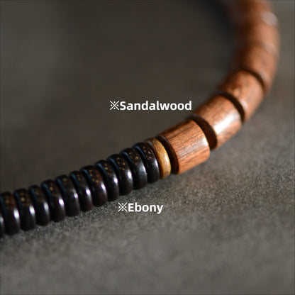 Zen Healing Tibetan Ebony Sandalwood Agate Nine-Eye Dzi Bead Protection Double Wrap Bracelet