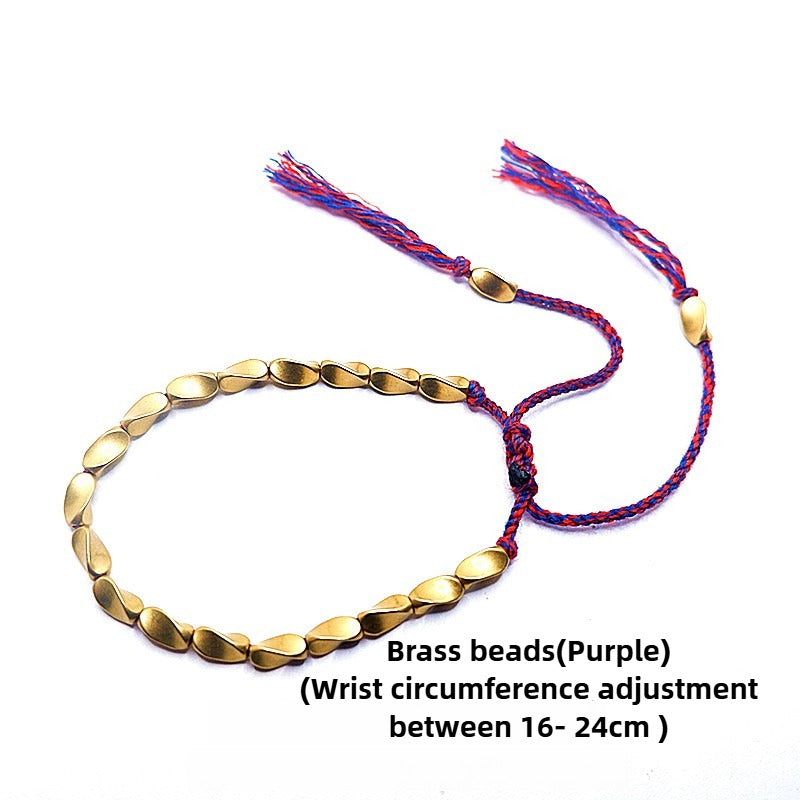 Zen Healing Tibetan Handmade Copper Brass Bead Blessing Braided Bracelet