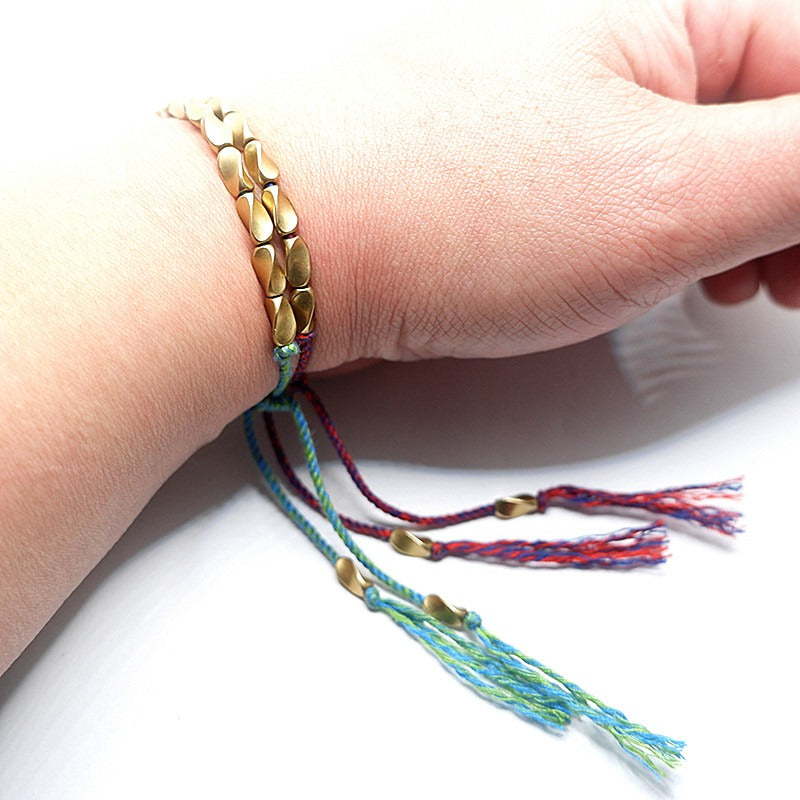Zen Healing Tibetan Handmade Copper Brass Bead Blessing Braided Bracelet