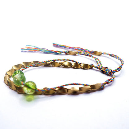 Zen Healing Tibetan Handmade Copper Brass Bead Blessing Braided Bracelet
