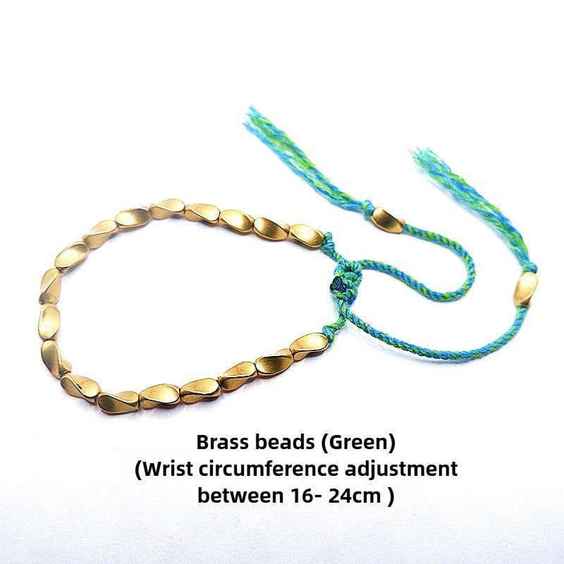 Zen Healing Tibetan Handmade Copper Brass Bead Blessing Braided Bracelet