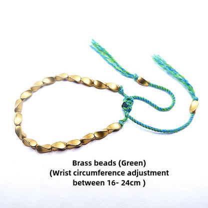 Zen Healing Tibetan Handmade Copper Brass Bead Blessing Braided Bracelet