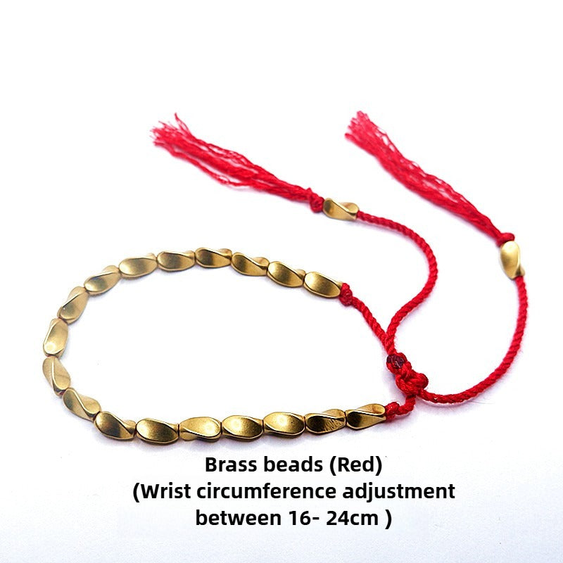 Zen Healing Tibetan Handmade Copper Brass Bead Blessing Braided Bracelet