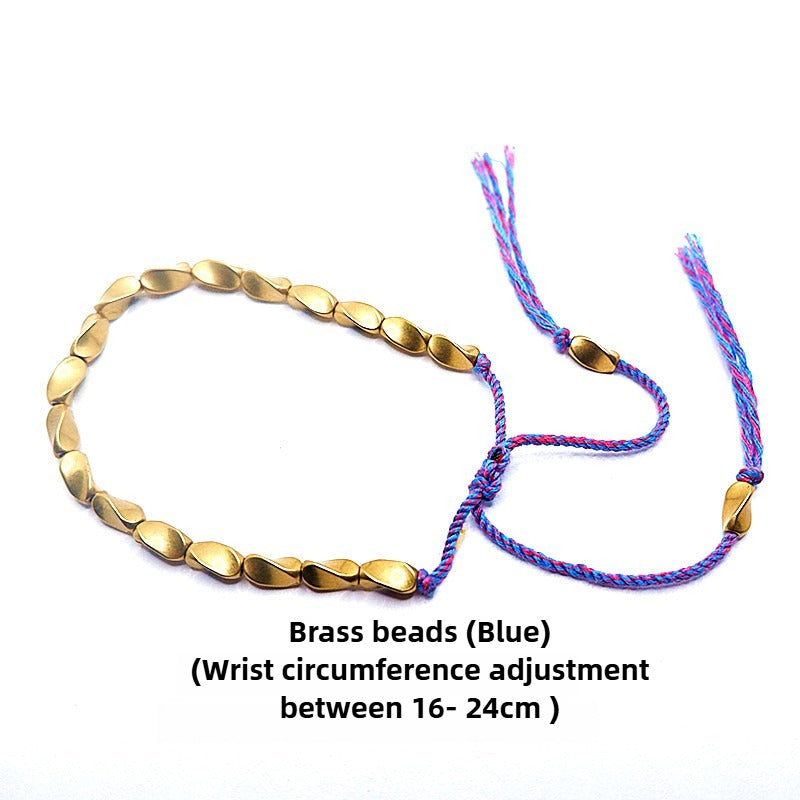 Zen Healing Tibetan Handmade Copper Brass Bead Blessing Braided Bracelet