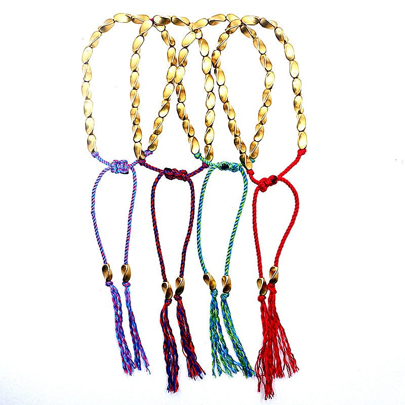 Zen Healing Tibetan Handmade Copper Brass Bead Blessing Braided Bracelet