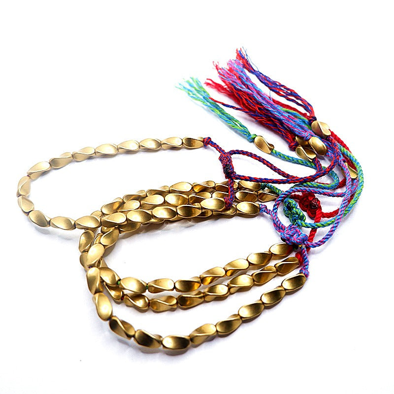 Zen Healing Tibetan Handmade Copper Brass Bead Blessing Braided Bracelet