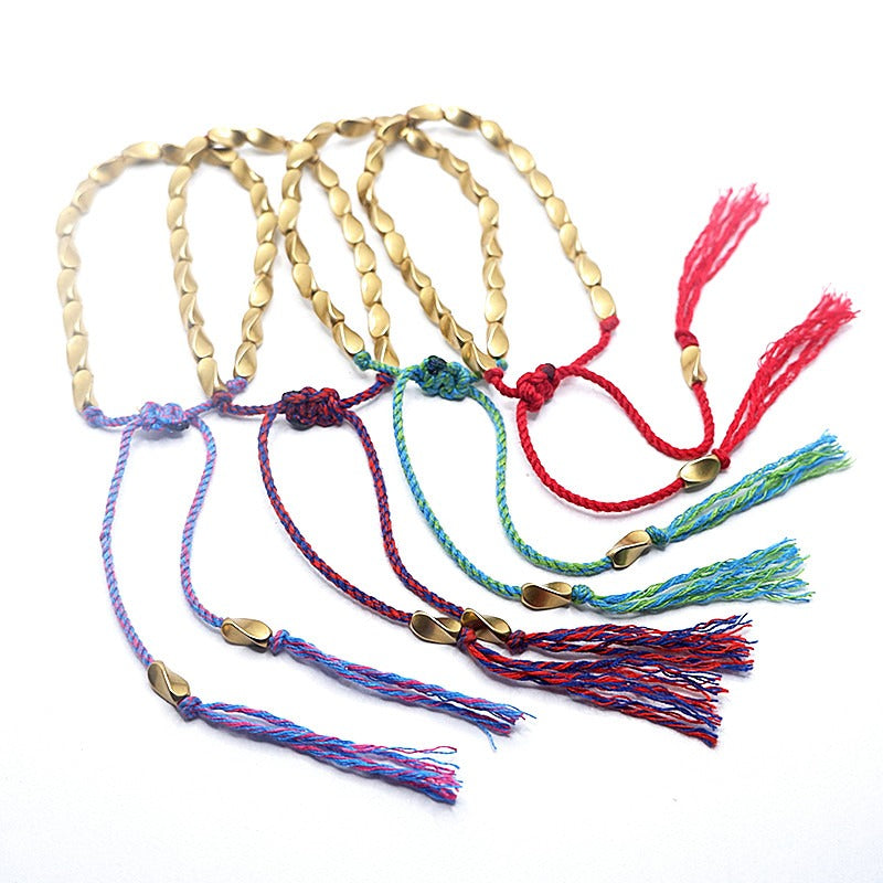 Zen Healing Tibetan Handmade Copper Brass Bead Blessing Braided Bracelet