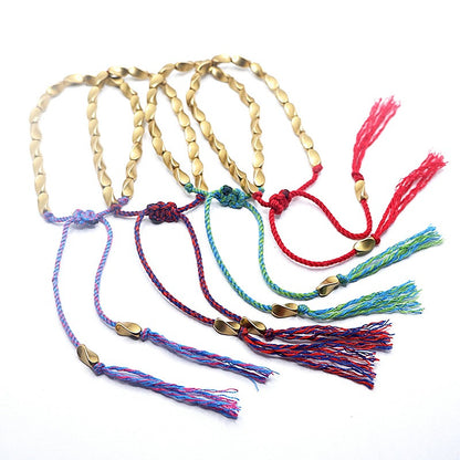 Zen Healing Tibetan Handmade Copper Brass Bead Blessing Braided Bracelet