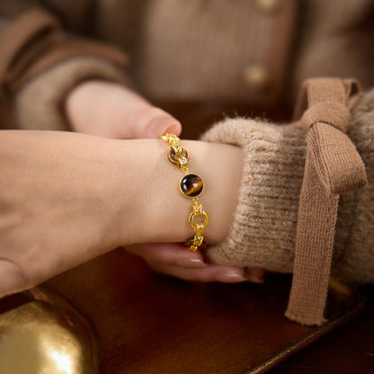 Zen Healing Vintage Gold Plated Copper Tiger's Eye Happiness Bracelet