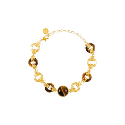 Zen Healing Vintage Gold Plated Copper Tiger's Eye Happiness Bracelet