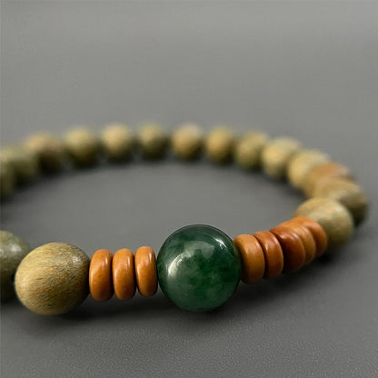 Zen Healing Vintage Green Sandalwood Tranquility Wisdom Bracelet