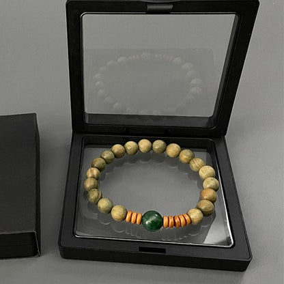 Zen Healing Vintage Green Sandalwood Tranquility Wisdom Bracelet