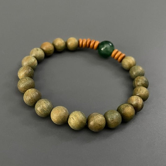 Zen Healing Vintage Green Sandalwood Tranquility Wisdom Bracelet