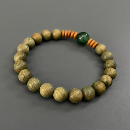 Zen Healing Vintage Green Sandalwood Tranquility Wisdom Bracelet