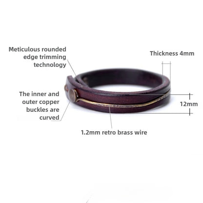 Zen Healing Vintage Leather Copper Design Strength Couple Bracelet