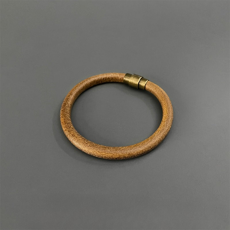 Zen Healing Vintage Leather Luck Copper Magnetic Buckle Bracelet