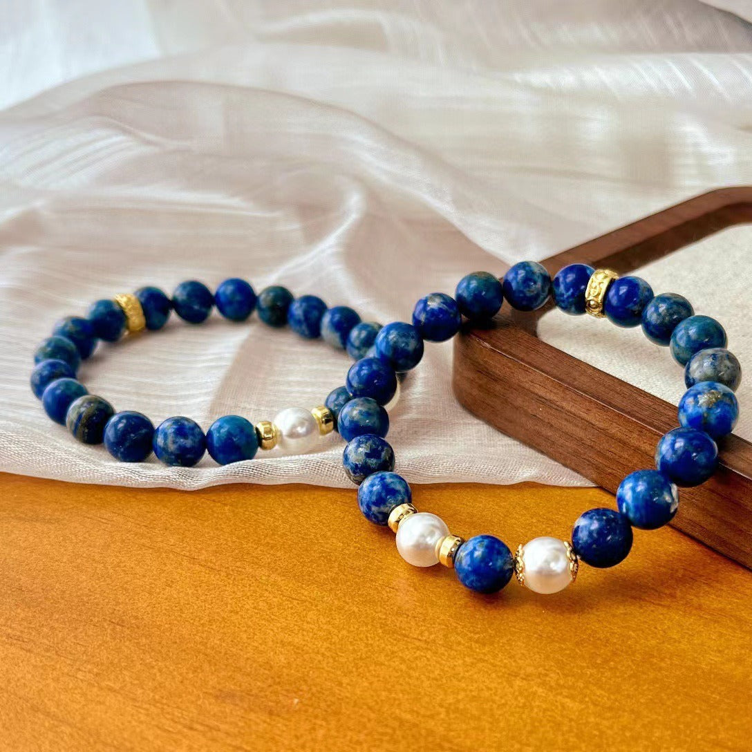 Zen Healing Vintage Natural Lapis Lazuli Lucky Bead Positive Bracelet