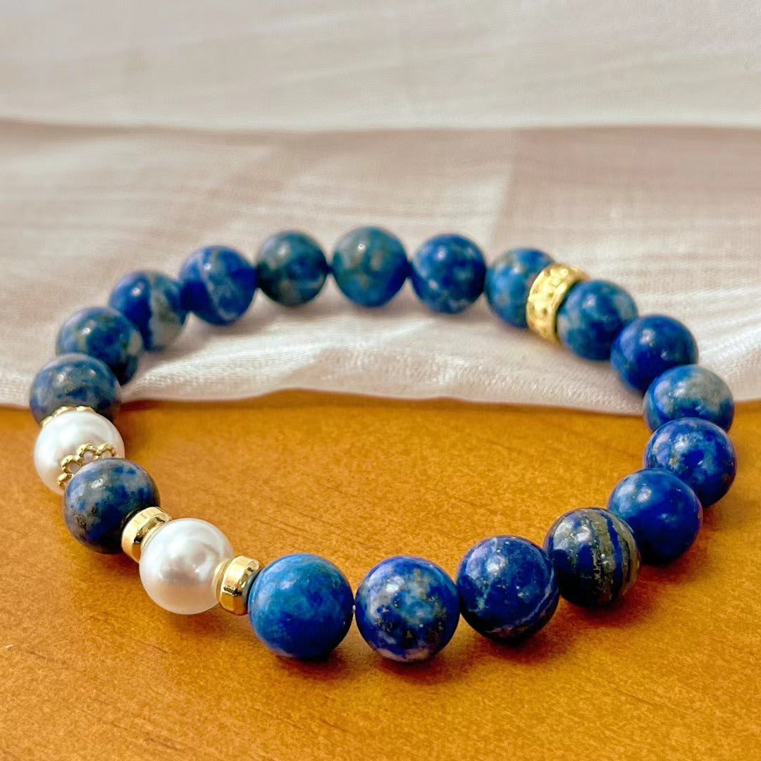 Zen Healing Vintage Natural Lapis Lazuli Lucky Bead Positive Bracelet