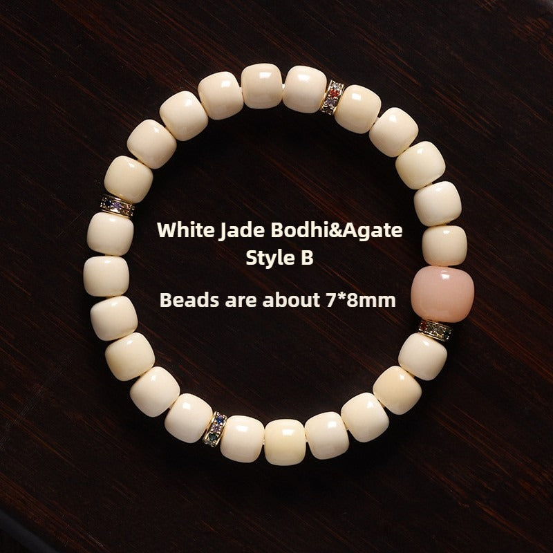 Zen Healing White Jade Bodhi Agate Blessing Bracelet