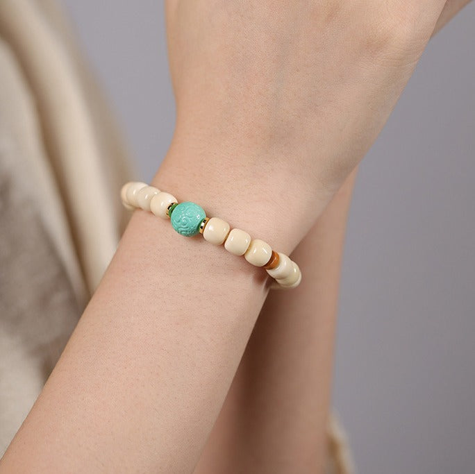 Zen Healing White Jade Bodhi Agate Blessing Bracelet