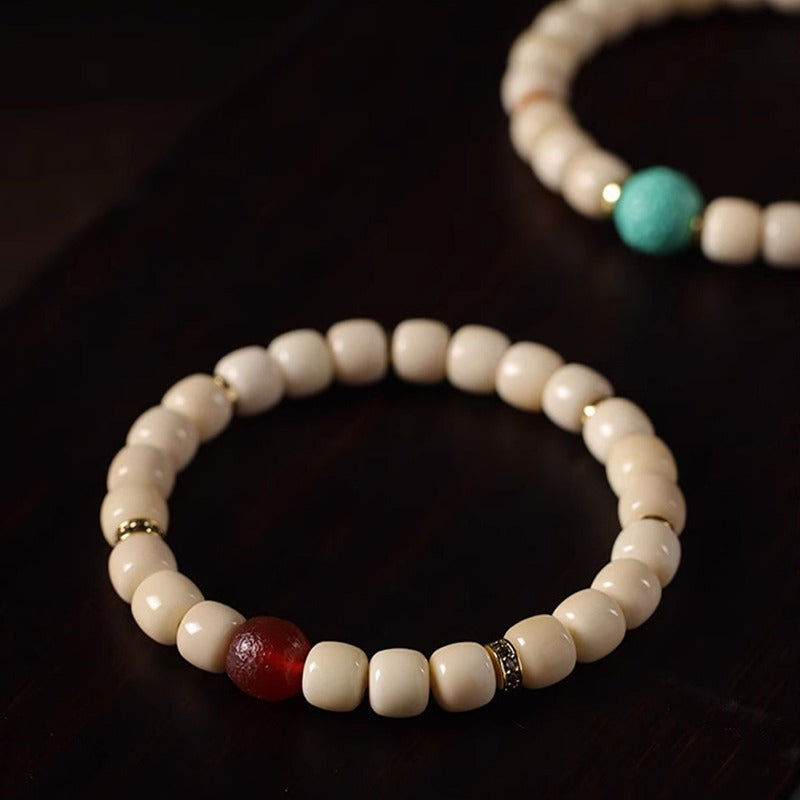 Zen Healing White Jade Bodhi Agate Blessing Bracelet