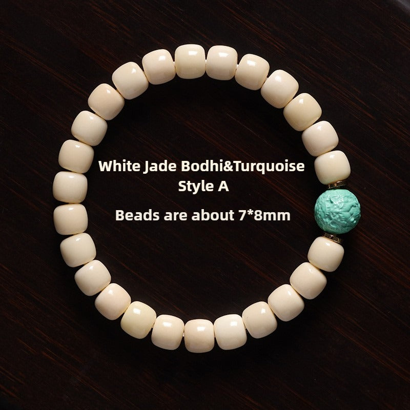 Zen Healing White Jade Bodhi Agate Blessing Bracelet