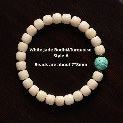 Zen Healing White Jade Bodhi Agate Blessing Bracelet