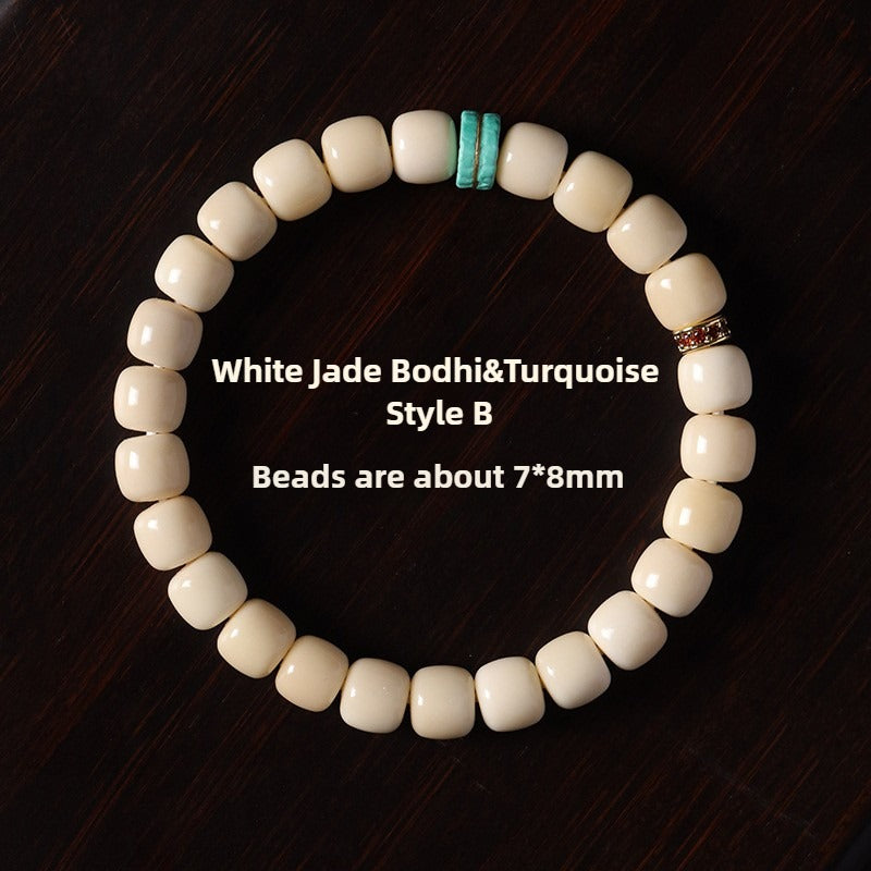 Zen Healing White Jade Bodhi Agate Blessing Bracelet